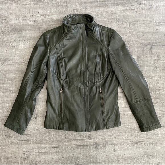Danier Women’s Green Leather Jacket - M/L - Picture 2 of 4